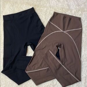 Offline by Aerie 7/8 Leggings Trousers Hi-Rise Bundle of 2 Brown/Black Sz XS S
